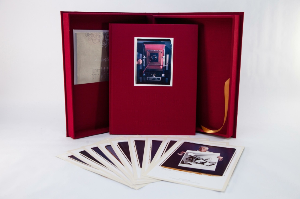 44138 MG 9548 LE prints to be inserted into glycine vellum envelope, clamshell box, cloth casewrap, tip-on, deep blind debossing, coffee table book, hardcover book, ribbon pull, vellum envelope, pocket, inserts, metallic PMS