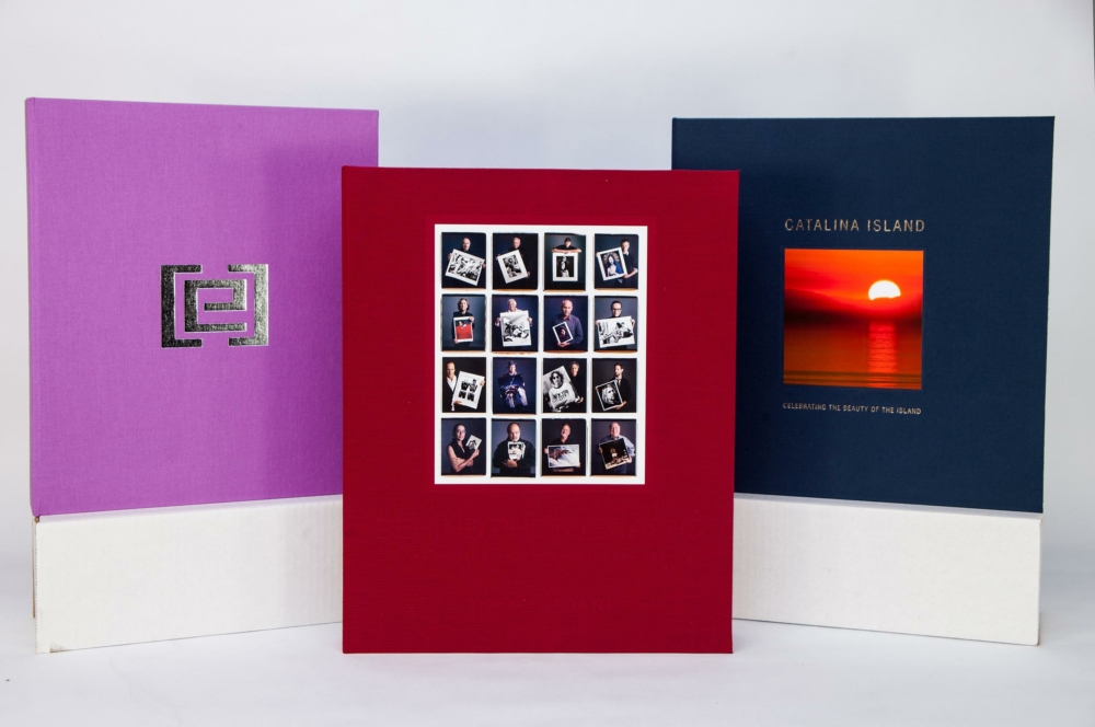 50000 MG 9684 Collage, Hardcover Book, cloth casewrap, deep blind debossing, clamshell box, ribbon pull, tip-on, deep foil stamping, coffee table book